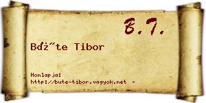 Büte Tibor névjegykártya